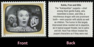 US 4414k Early TV Memories Kukla, Fran and Ollie 44c single MNH 2009