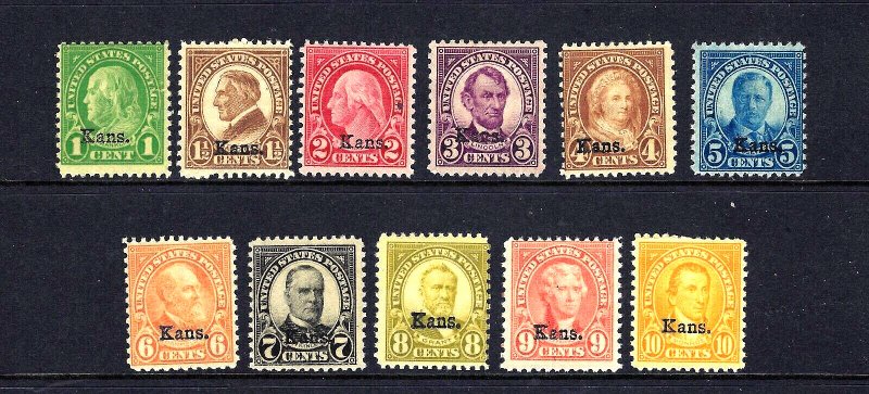 658-668 US KANSAS OVERPRINTS MINT-SET-FINE-VF 