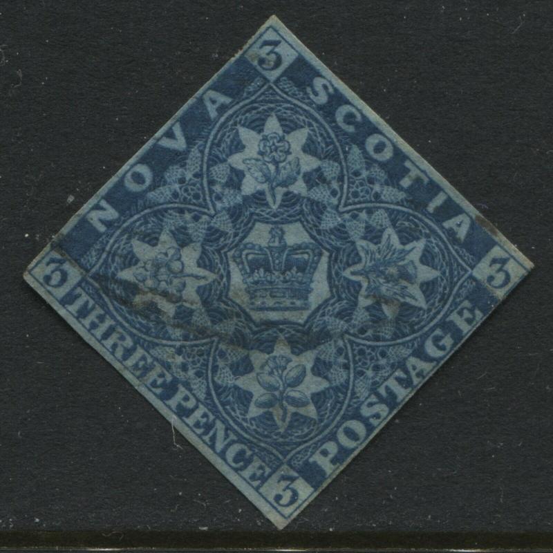 Nova Scotia 1851 3d blue used