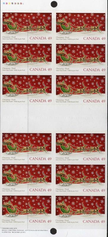 Canada 2069b Booklet MNH Christmas, Sleigh, Santa, Reindeer