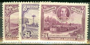 JS: British Guiana 210, 221-2 used; 211-220 mint CV $178; scan shows only a few