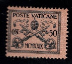 Vatican Scott 6 Used Papal Arms stamp MH*