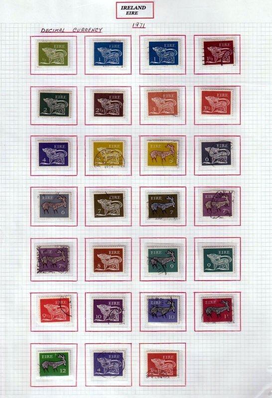 IRELAND 1948/1970s Used Collection on Pages (Aprx 180 Items) (Goy 395 