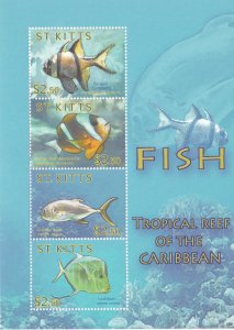 St. Kitts # 756 & 757, Tropical Reef Fish, Souvenir Sheets NH, 1/2 Cat.