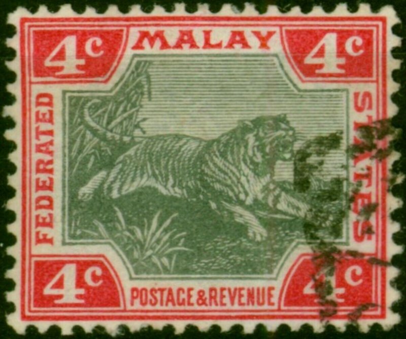 Fed of Malay States 1900 4c Grey & Carmine SG17a Fine Used