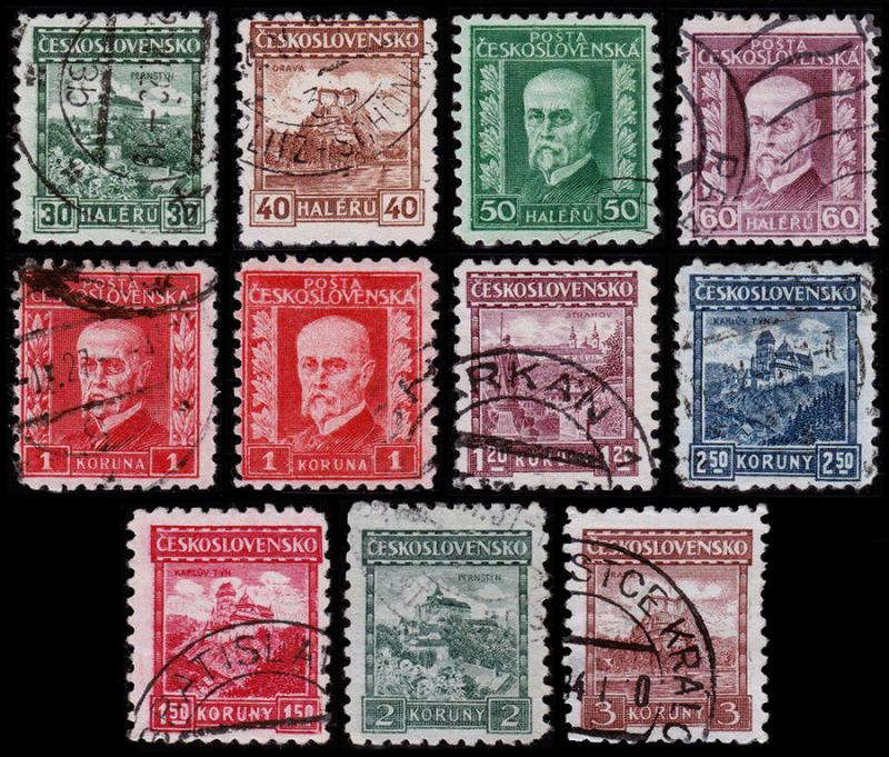 Czechoslovakia Scott 126-136 (1927-31) Used H F-VF Complete Set B