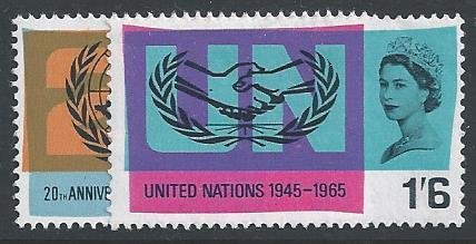 GB 1965 U.N.O. (phos). SG 681p-682p