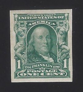 US #314 1906-08 Blue Green Imperf Wmk 191 MNH VF SCV $32.50