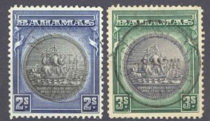 Bahamas Sc# 90-91 Used 1931-1946 2sh-3sh Seal of Bahamas