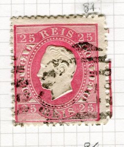 PORTUGAL; 1870-84 classic Luis issue Perf 12.5 fine used Shade of 25r. value