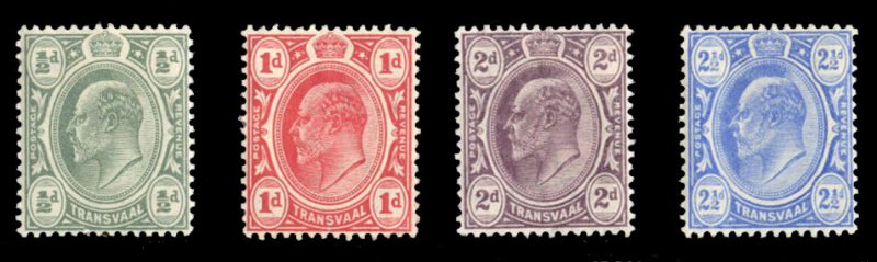 Transvaal #281-284 Cat$39.50, 1905-10 Edward, set of four, hinged