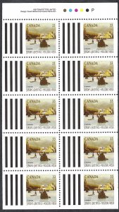 Canada #1259a 33¢ Champs de Mars (1989). Pane of 10 stamps. MNH