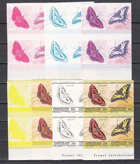 St. Vincent, Union Is., Scott cat. 195 A-B. Butterflies Color Proofs.