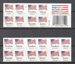 USA BOOKLET FOREVER SC# 4644C US FLAG - PANE 20 S.A. MNH - PL# P1111