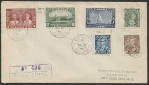 1935 #211-216 George V Silver Jubilee FDC Ottawa to New York Stamp Dealer