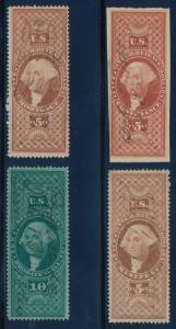 #R89a, #R90c, #R91c & #R96c (4) DIFFERENT USIR USED STAMPS CV $240.00 BQ9889