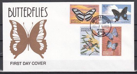 Antigua, Scott cat. 2288-2291. Butterflies issue. First day cover.