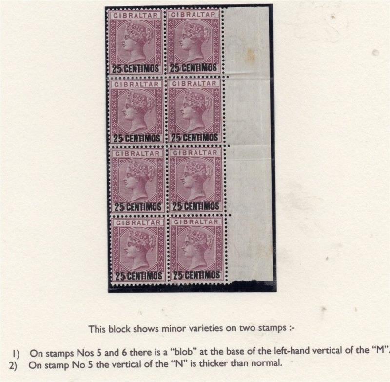 Gibraltar 1889 Early Issue Fine Mint MNH 25c. Surcharged VARIETY Block 295852