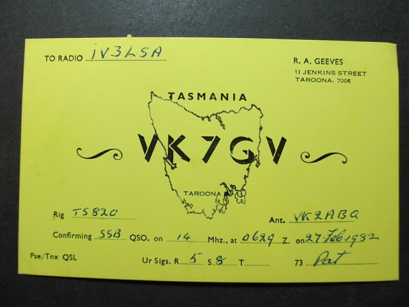 5455 Amateur Radio QSL Card Taroona Tasmania