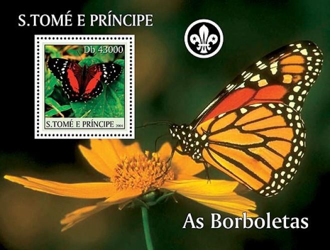 SAO TOME E PRINCIPE 2004 SHEET BUTTERFLIES INSECTS st4220