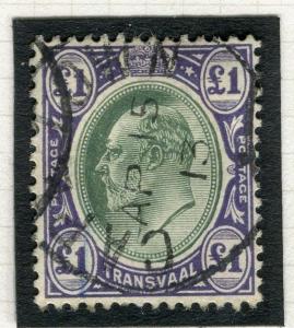 TRANSVAAL Interprovincial Period Ed VII CAPE TOWN Postmark on £1 