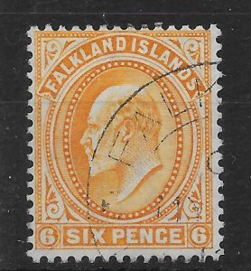 FALKLAND ISLANDS SG47 1904 6d ORANGE USED