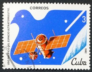 CUBA Sc# 2502 PEACEFUL USE OF OUTER SPACE  3c  Meteor 1982  used cto