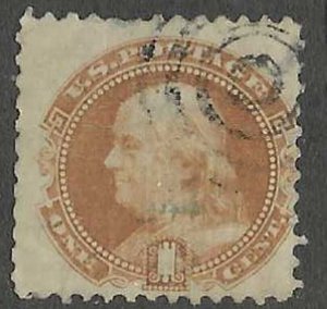 1869 1c PICTORIAL (112) USED STRONG GRILL $140 CLEAR FACE