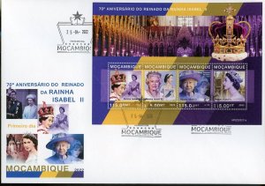 MOZAMBIQUE 2022 PLATINUM JUBILEE QUEEN ELIZABETH II  SHEET FDC