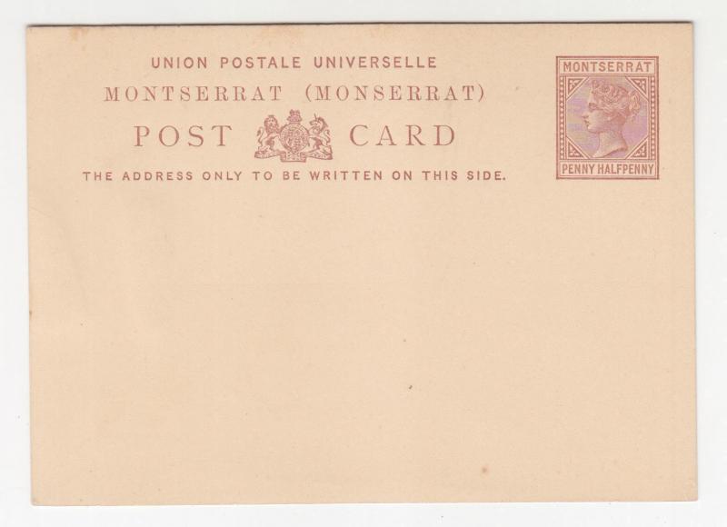 MONTSERRAT, Postal Card, QV 1885 1 1/2d. Brown, unused.