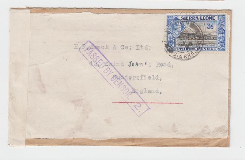 SIERRA LEONE -UK 1940 CENSOR (#2) COVER +TAPE(1b), 3d RATE (SEE BELOW