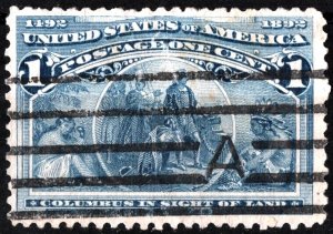 SC#230 1¢ Columbus in Sight of Land (1893) Used