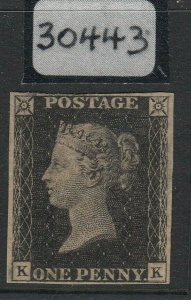 SG 2 1d black plate eleven lettered KK. A very fine example with crisp...