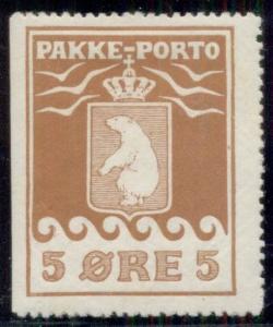 GREENLAND #Q3a (P2) 5ore Pakke Porto, perf 12 ½ 3 sides as issued, og, LH, XF