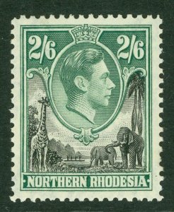 SG 41 Northern Rhodesia 1938. 2/6 black & green. Fine unmounted mint CAT £18