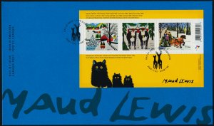 Canada 3253 on FDC Christmas, Folk Art, Maud Lewis, Family & Sled