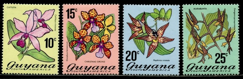 GUYANA Sc#138a-140a, 141b 1976 Flowers Re-issued Perf. 13 Complete OG MH