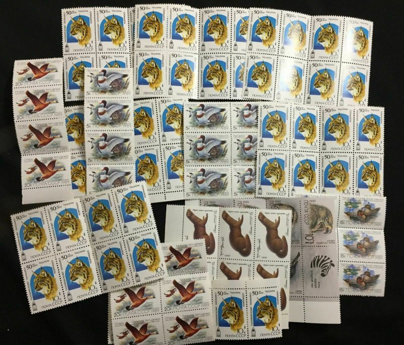 RUSSIA Wildlife Birds Blocks MNH (Apprx 400 Stamps) (W231