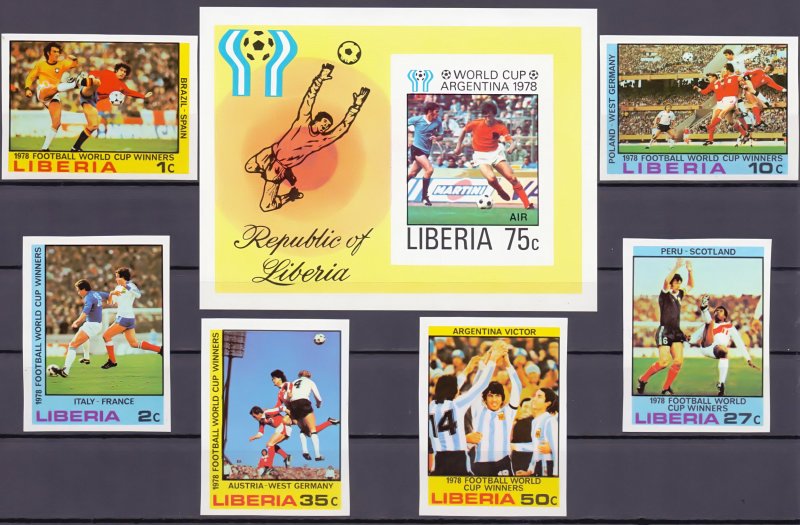 Liberia. 1978. 1061B-66B BL90B 6LB. Soccer world cup. MNH.