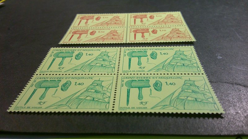 St. Pierre & Miquelon 1991 Ship Tools Scott# 559-560 Mint XF NH CPL Block of 4