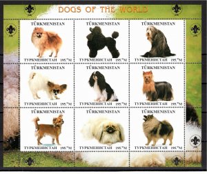 Turkmenistan (Cinderella) 2000 MNH sheetlet of 9 dogs