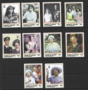 TURKS AND CAICOS - 1999 THE QUEEN MOTHER - SCOTT 1280a TO 1280j - MNH