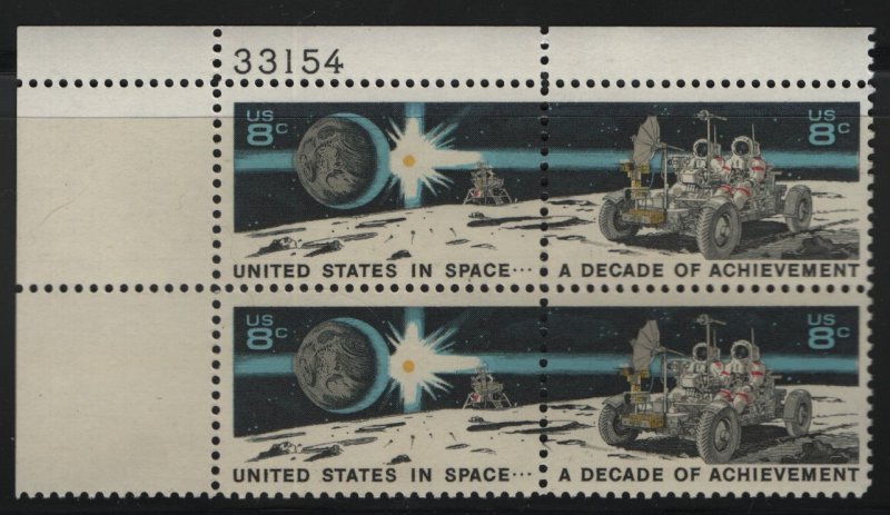 US, 1435B, MNH, PLATE BLOCK, 1971, SPACE ACHIEVEMENT DECADE