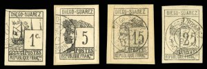 French Colonies, Diego Suarez #6-9 (YT 6-9) Cat€746, 1890 1c-25c, set of fo...