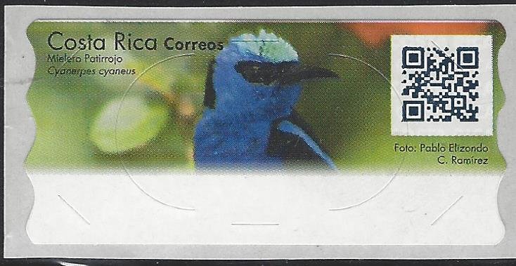 Costa Rica ATM Stamp Label Without Value, Bird, Red-legged Honeycreeper MNH 2018