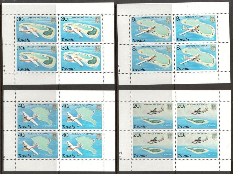 Tuvalu 118 - 121 - Internal Air Service. Blocks Of 4. MNH. OG. #02 TUVU118s