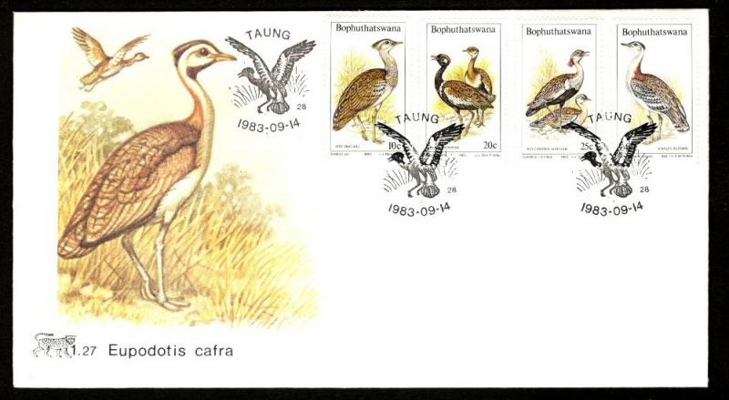 Bophuthatswana 1983 Birds Bustard Fauna Wildlife Animals Sc 112-115 FDC # 16494