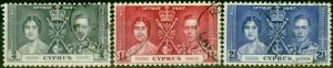 Cyprus 1937 Coronation Set of 3 SG148-150 Fine Used