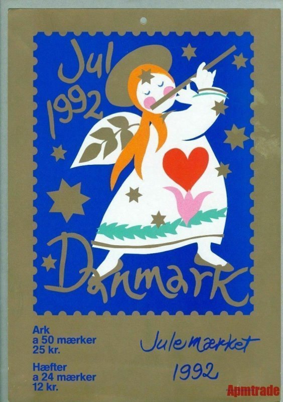 Denmark. Christmas Seal. 1992. 1 Post Office,Display,Advertising Sign. Angels