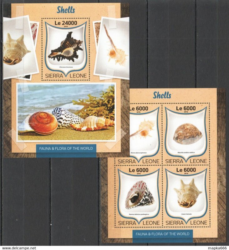 2016 Sierra Leone Shells Fauna Marine Life Kb+Bl ** Stamps St293